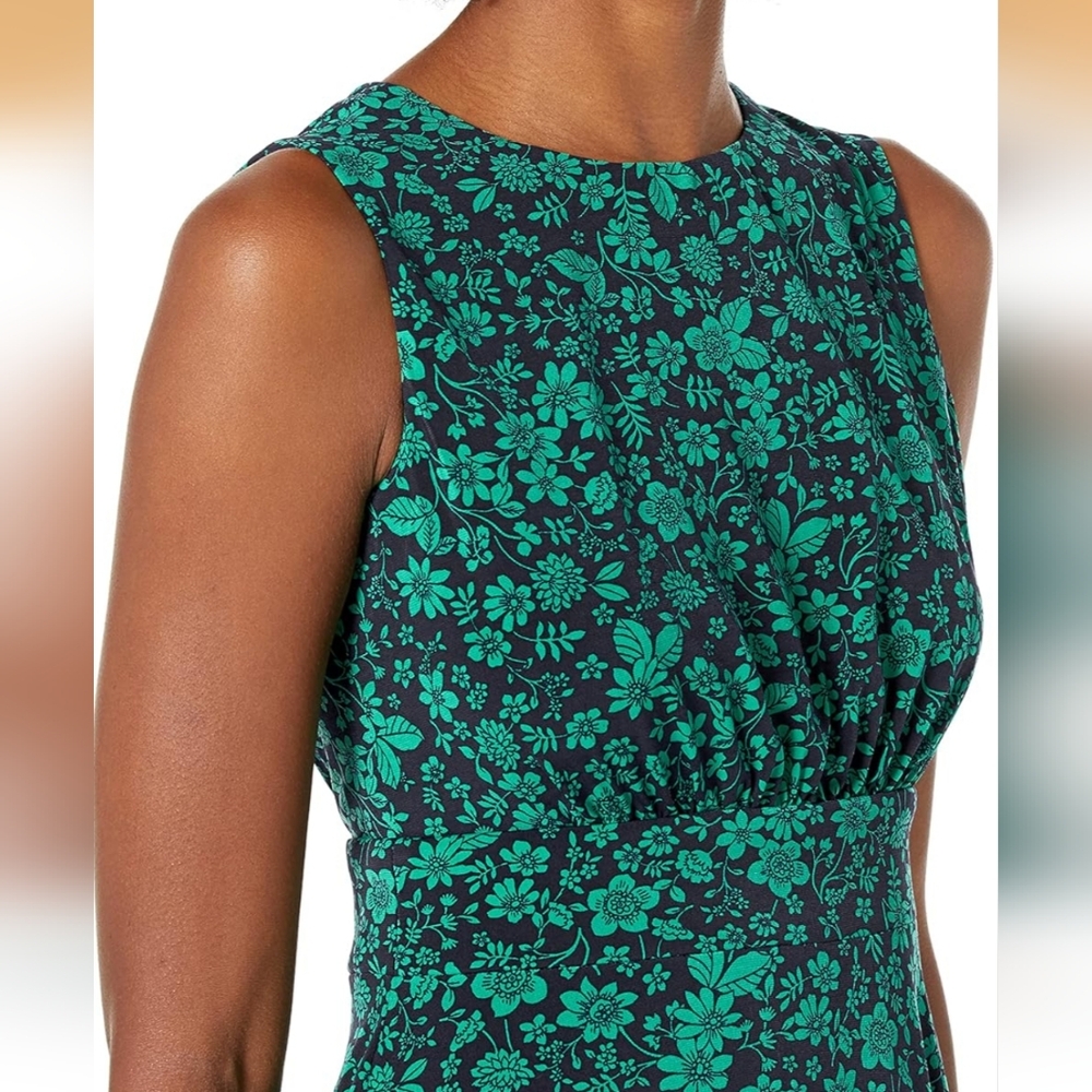 London Times Women's Floral Printed Sleeveless Midi Dress Green Blue Sz 14 EUC - Picture 4 of 15